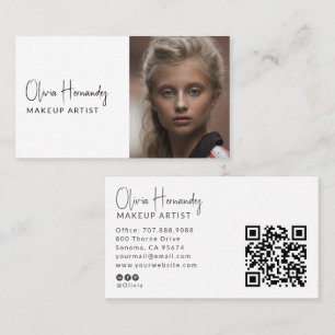 Modern Makeup Artist Photo QR Code Business Card