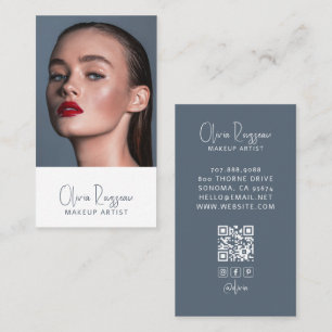 Modern Makeup Artist Photo QR Code Social Media Business Card
