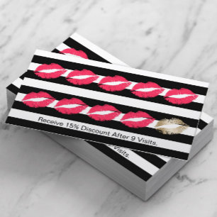 Modern Makeup Artist Red Lips Beauty Salon Loyalty Card