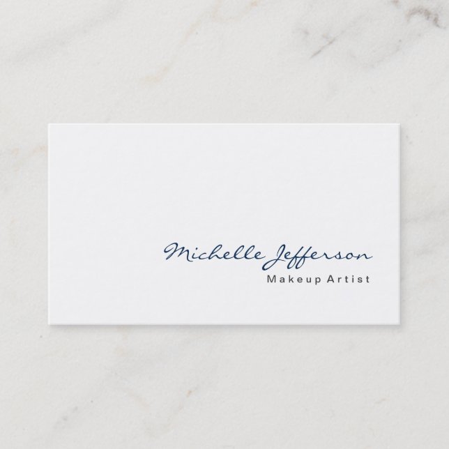 Modern Makeup Artist White Stylish Business Card (Front)