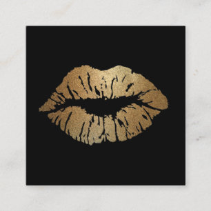 Modern Makeup Artists Gold Lips Square Business Card