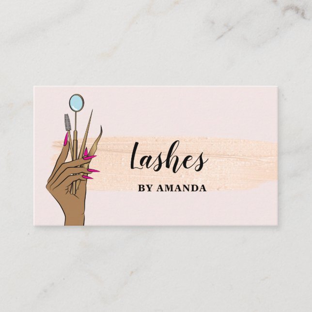 Modern Makeup Eyebrow Eyes Lashes Girly Business C Card (Front)