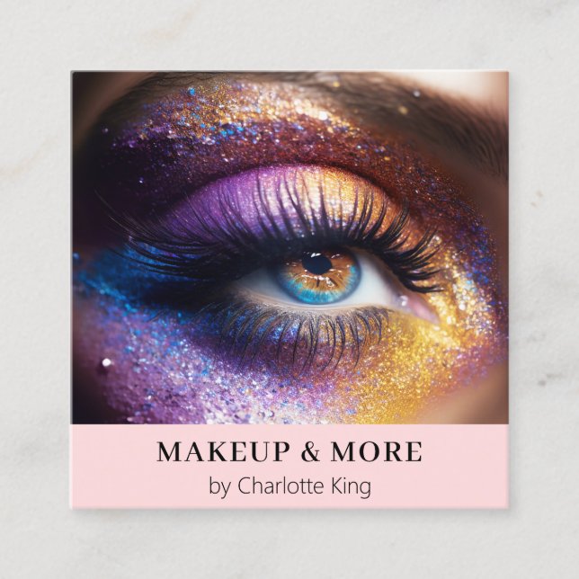 Modern, Makeup Photo Square Business Card (Front)