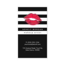 Modern Makeup Red Lips - Chic Black White Stripes