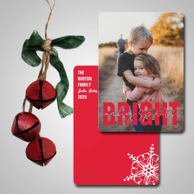Modern Making Spirits Bright Christmas Holiday Card (Showcase your favorite pic and make everyone's spirit bright this holiday season.  )
