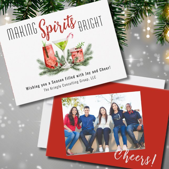 Modern Making Spirits Bright Company Photo Holiday Card (Creator Uploaded)