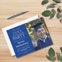 MODERN MALE BLUE 2025 GRADUATION PARTY INVITATION