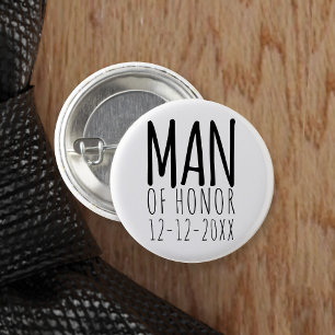 Modern Man of Honour Wedding Pin Button