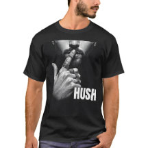 Modern Man Shushing Gesture HUSH Graphic