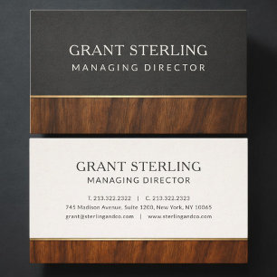 Modern Managing Director Wood Professional Business Card
