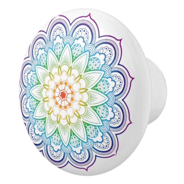 Modern Mandala Colouring Datura Flower Ceramic Pul Knob (Right)