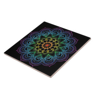 Modern Mandala Colouring Datura Flower Ceramic Til Ceramic Tile