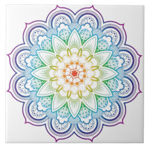 Modern Mandala Colouring Datura Flower Ceramic Til Tile