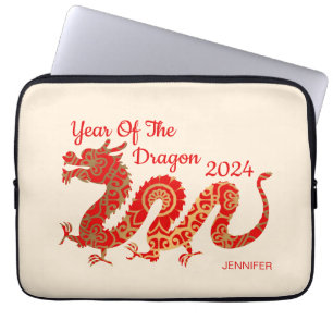Modern Mandala Dragon 2024 Chinese New Year  Laptop Sleeve
