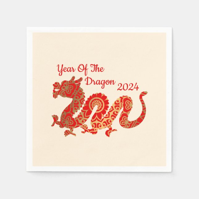 Modern Mandala Dragon 2024 Chinese New Year  Napkin (Front)