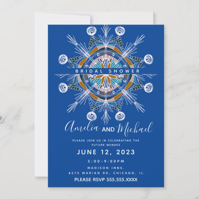 Modern Mandala Hand Drawn Boho Art Bridal Shower Invitation (Front)