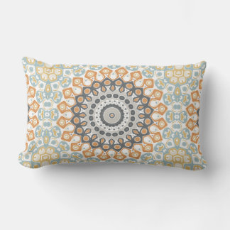 Modern Mandala in Orange and Blue Lumbar Cushion