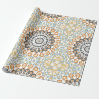 Modern Mandala in Orange and Blue Wrapping Paper