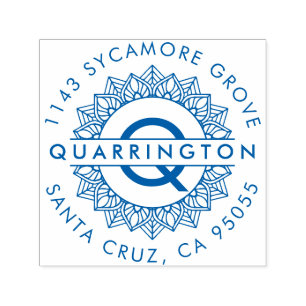 Modern Mandala Monogram   Last Name Return Address Self-inking Stamp