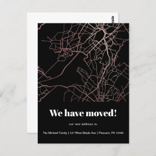 Modern Map New Address Announcement Postcard