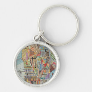 Modern Map of New York I Key Ring