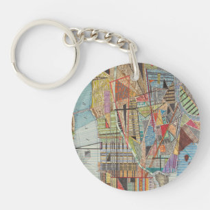 Modern Map of New York I Key Ring