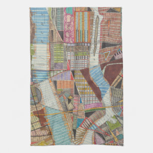Modern Map of New York II Tea Towel