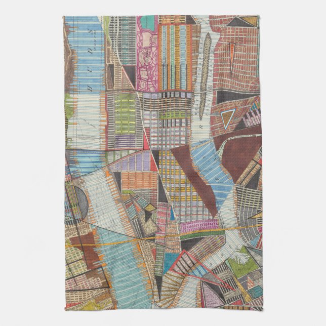Modern Map of New York II Tea Towel (Vertical)