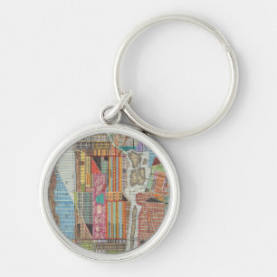 Modern Map of New York III Key Ring