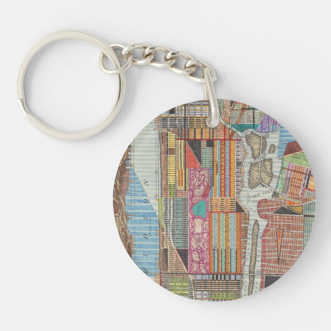 Modern Map of New York III Key Ring (Front)