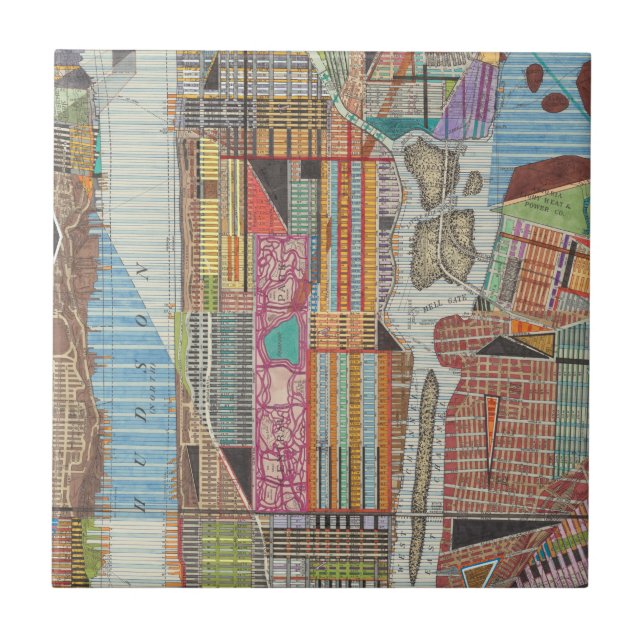 Modern Map of New York III Tile (Front)