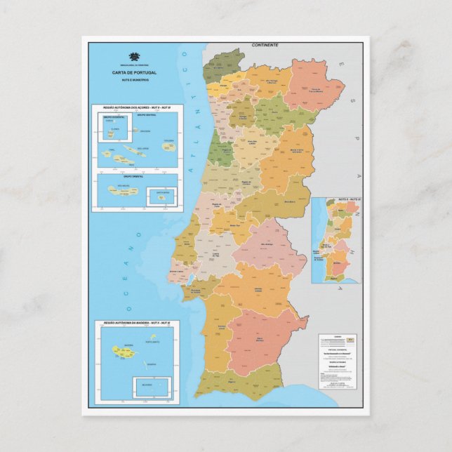 Modern Map of Portugal Postcard (Front)
