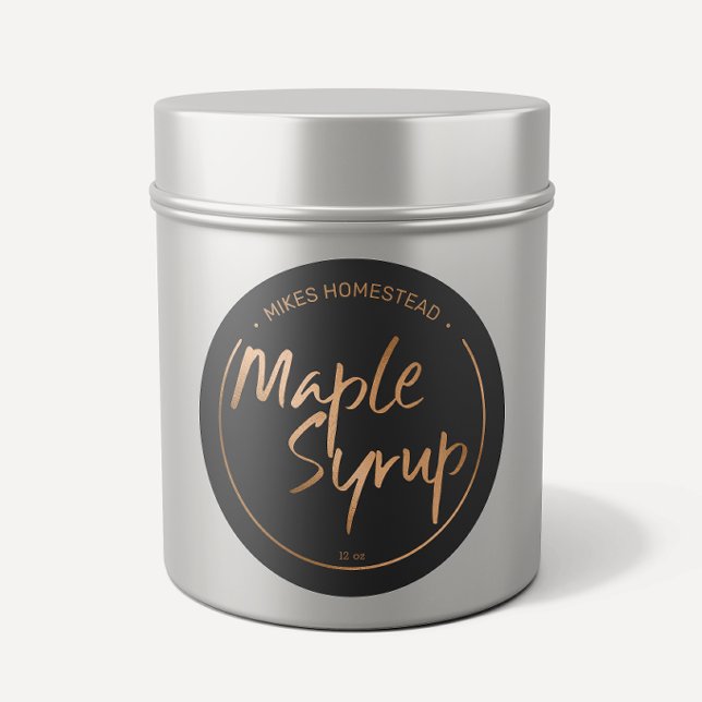 Modern Maple Syrup Copper Gold And Black Classic Round Sticker (Creator Uploaded)