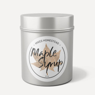 Modern Maple Syrup Label Copper Maple Leaf