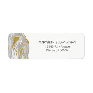Modern Marble and Gold Wedding Address Label Return Address Label