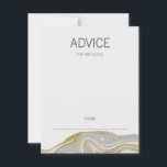 Modern Marble and Gold Wedding Advice Card<br><div class="desc">A faux simulated gold foil design incorporated into a marble look. Personalise the custom text above. You can find additional coordinating items in our "Modern Marble and Gold Wedding" collection.</div>