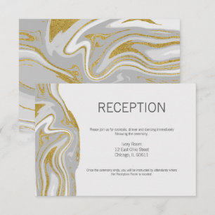 Modern Marble and Gold Wedding Reception Card