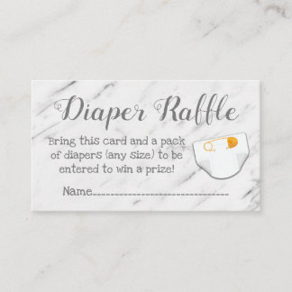Modern Marble Baby Shower Diaper Raffle Cards
