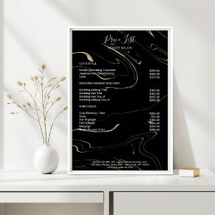 Modern Marble Black Gold Pricelist  Poster