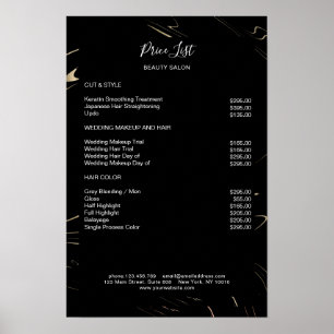 Modern Marble Black Gold Pricelist  Poster