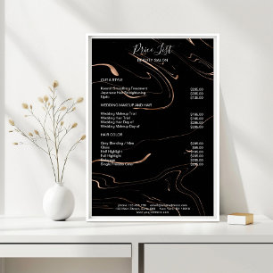 Modern Marble Black Rosegold Pricelist  Poster