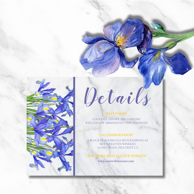 Modern Marble Blue Iris Image Wedding Details (Creator Uploaded)