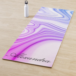 Modern marble blue pink liquid pattern yoga mat