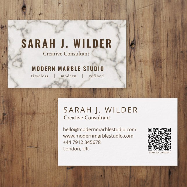 Modern Marble Creative Consultant Business Card (Add your details to this modern marble business card)