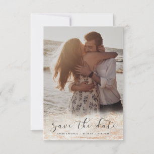 Modern Marble Fade in Beige Copper Custom Photo Save The Date
