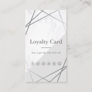 Modern Marble Geometric Silver Grey Loyalty Business Card