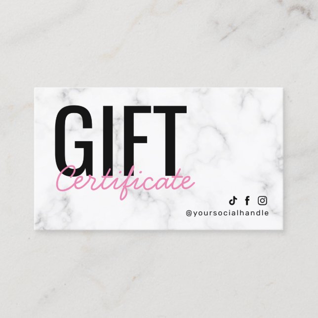 Modern Marble Gift Certificate  (Front)
