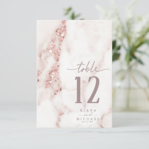 Modern Marble Glitter Table Number Rose Gold ID816