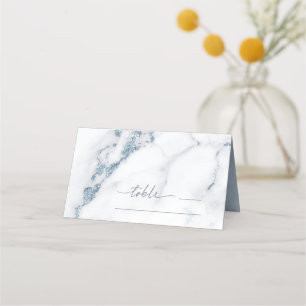 Modern Marble Glitter Table Place Dusty Blue ID816 Card