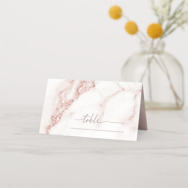 Modern Marble Glitter Table Place Rose Gold ID816 Card (Front)